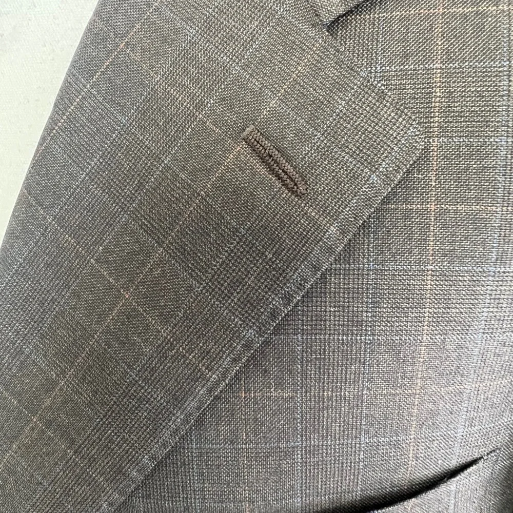 Canali 100% Wool 3 Button Blazer Sports Coat‎ 44R (54 EU) Dark Gray Glen Plaid